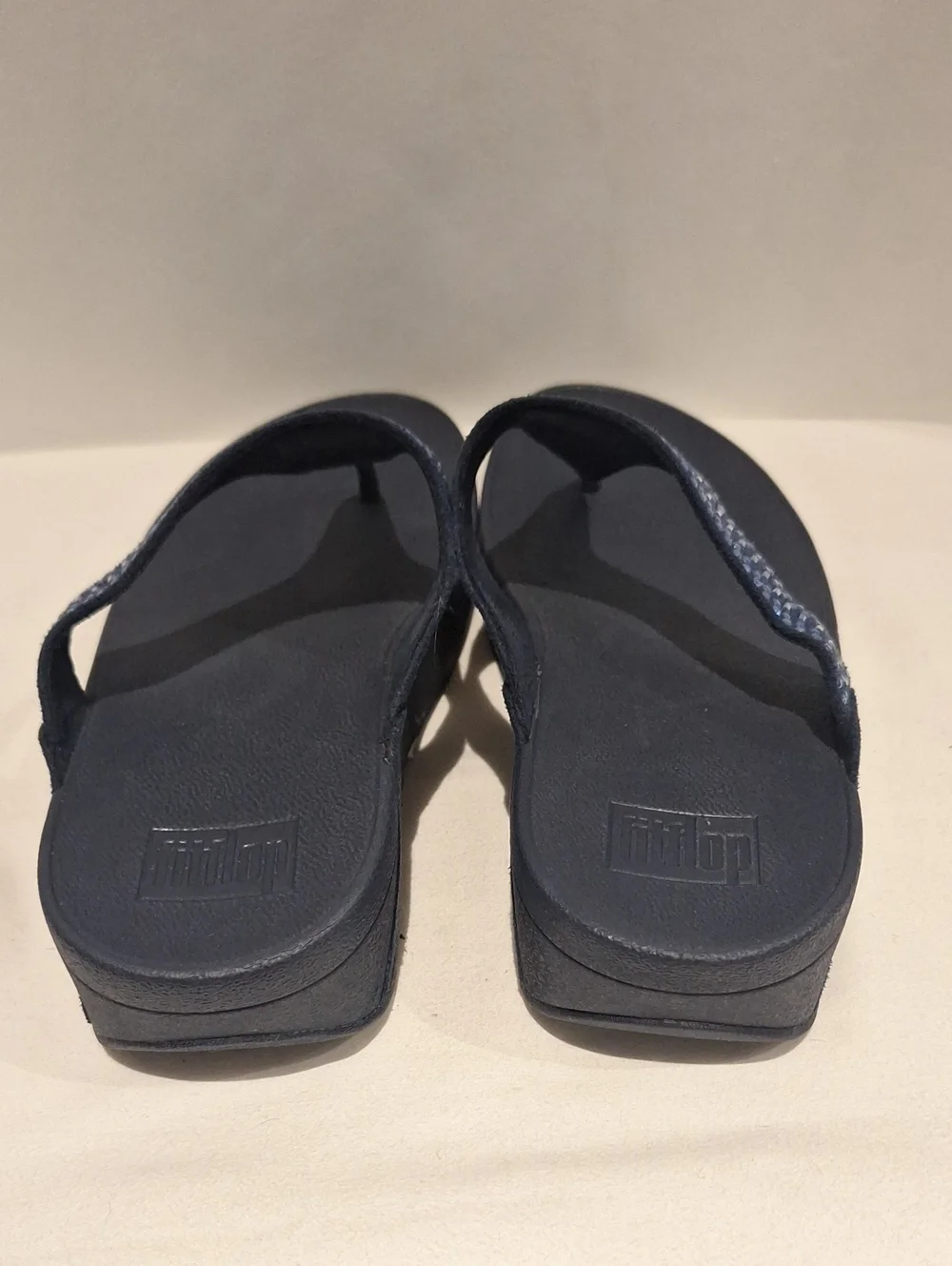 Fitflop Incastone Women’s Navy Blue Beaded Wedge Flip Flops